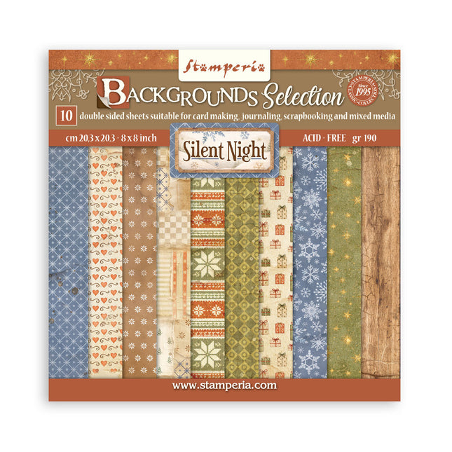 Bloc de papier imprimé pour scrapbooking et loisirs créatifs, 10 feuilles, cm 20,3X20,3 (8"X8"), fonds - Silent Night
