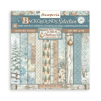 Bloc de scrapbooking imprimé pour loisirs créatifs 10 feuilles cm 20,3X20,3 (8"X8") arrière-plans - White Christmas