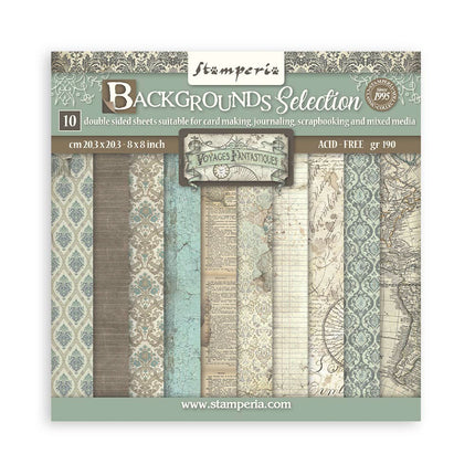Paperpad Voyages Fantastiques Backgrounds Selection - 20,3x20,3 cm - 10 vellen