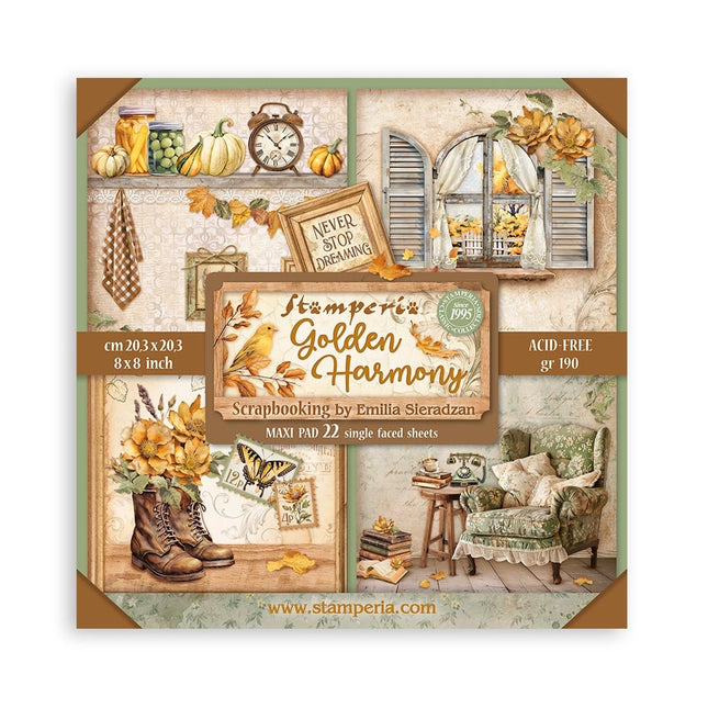 Bloc de papiers Golden Harmony recto simple - 20,3x20,3 cm - 22 feuilles