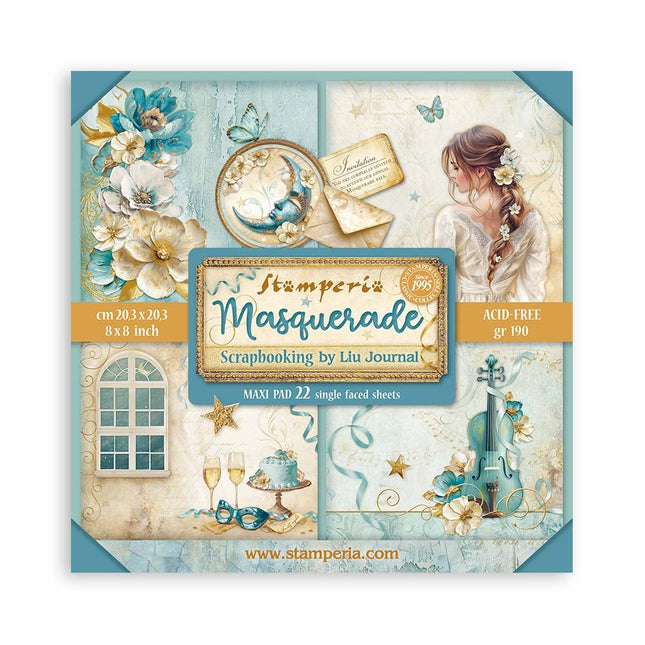 Bloc de papiers Masquerade recto seul - 20,3x20,3 cm - 22 feuilles