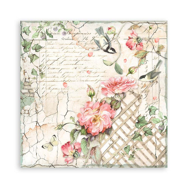 Bloc de papiers House of Roses recto seul - 20,3x20,3 cm - 22 feuilles