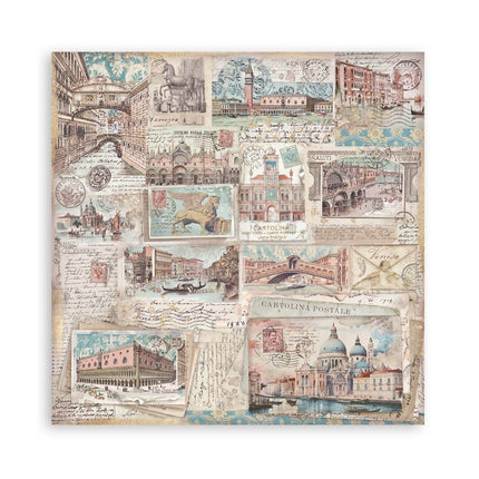Bloc de papiers Venice City of Art simple face - 20,3x20,3 cm - 22 feuilles