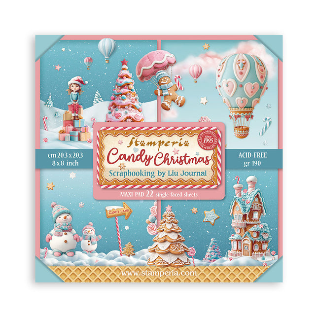 Paperpad Candy Christmas Enkelzijdig - 20,3x20,3 cm - 22 vellen