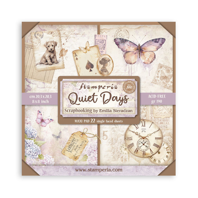 Bloc de papiers Quiet Days recto seul - 20,3x20,3 cm - 22 feuilles