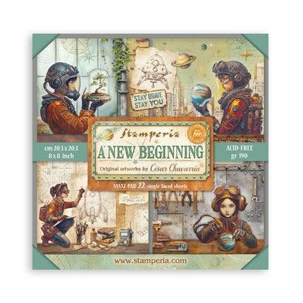 Bloc de scrapbooking 22 feuilles cm 20,3X20,3 (8"X8") recto simple A new Beginning
