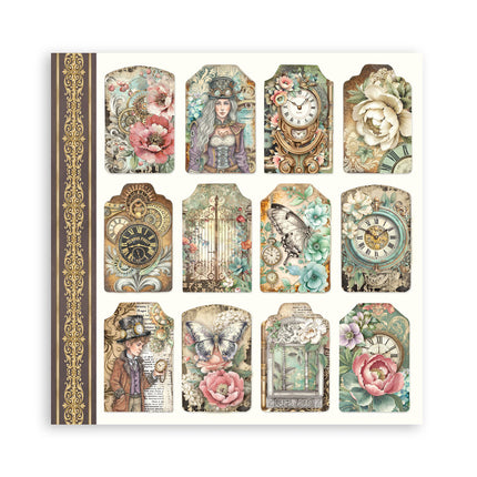 Bloc de papier imprimé pour scrapbooking et loisirs créatifs, 22 feuilles, 20,3X20,3 cm (8"X8"), recto simple, Gardens of Time