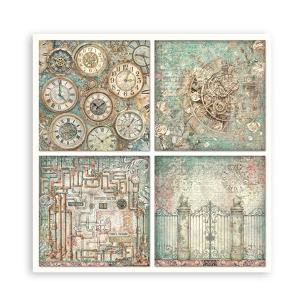 Bloc de papier imprimé pour scrapbooking et loisirs créatifs, 22 feuilles, 20,3X20,3 cm (8"X8"), recto simple, Gardens of Time