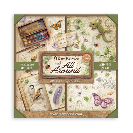 Bloc imprimé pour scrapbooking et loisirs créatifs, 22 feuilles, cm 20,3X20,3 (8"X8"), recto seul - All Around