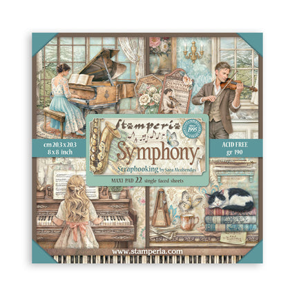 Bloc imprimé de scrapbooking pour loisirs créatifs 22 feuilles cm 20,3X20,3 (8"X8") Recto simple Symphony