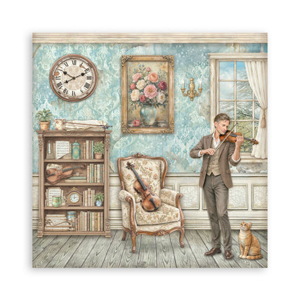 Bloc imprimé de scrapbooking pour loisirs créatifs 22 feuilles cm 20,3X20,3 (8"X8") Recto simple Symphony