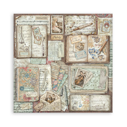Bloc imprimé de scrapbooking pour loisirs créatifs 22 feuilles cm 20,3X20,3 (8"X8") Recto simple Symphony