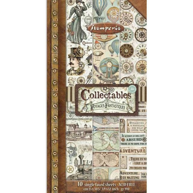 Collectables, 10 feuilles cm 15x30,5 (6”x12”) Voyages Fantastiques