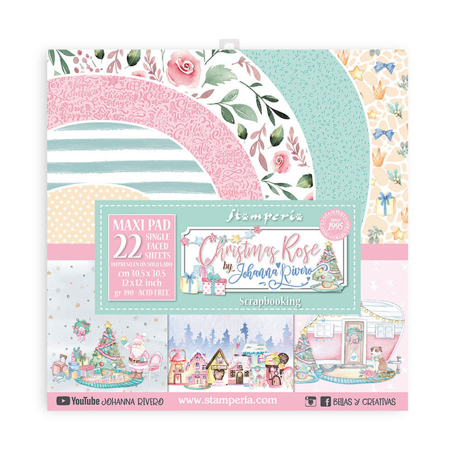 Bloc de papiers Christmas Rose recto - 30,5x30,5 cm - 22 feuilles