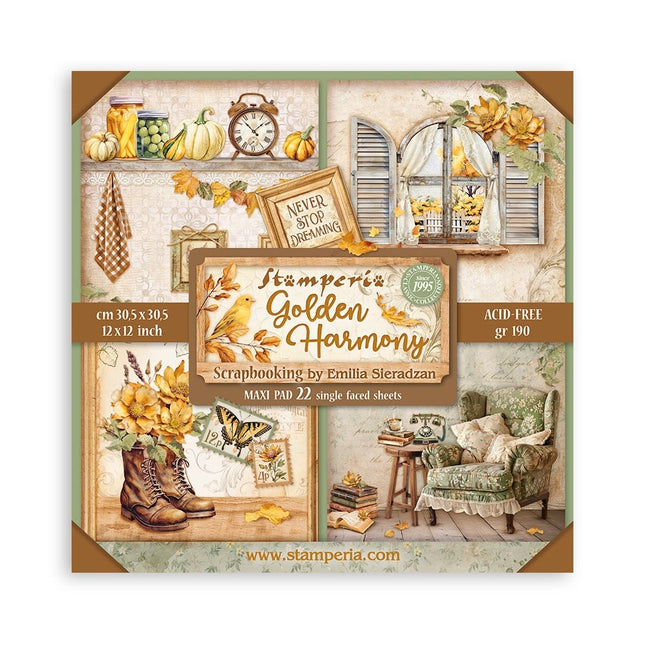 bloc de papiers Golden Harmony recto - 30,5x30,5 cm - 22 feuilles