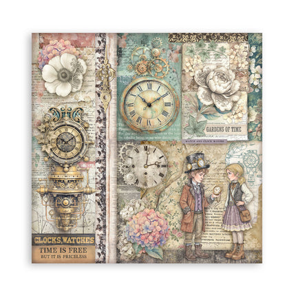 Bloc de papier imprimé pour scrapbooking et loisirs créatifs, 22 feuilles, 30,5x30,5 cm (12"x12"), recto simple - Gardens of Time