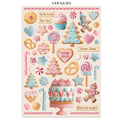 Autocollants, découpes et fonds pour junk journal - Candy Christmas