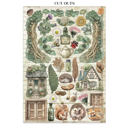 Junk journal stickers, cut-outs, backgrounds - Herbarium Silvae