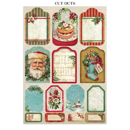Junk journal artistique imprimé : autocollants, découpes, fonds pour les loisirs créatifs - Noël classique