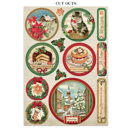 Junk journal artistique imprimé : autocollants, découpes, fonds pour les loisirs créatifs - Noël classique
