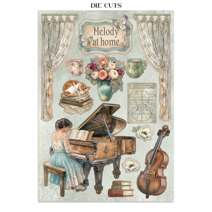 Junk journal artistique imprimé : autocollants, découpes, fonds pour loisirs créatifs - Symphony
