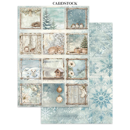 Junk journal artistique imprimé : autocollants, découpes, arrière-plans pour loisirs créatifs - White Christmas
