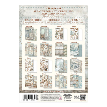 Junk journal artistique imprimé : autocollants, découpes, arrière-plans pour loisirs créatifs - White Christmas