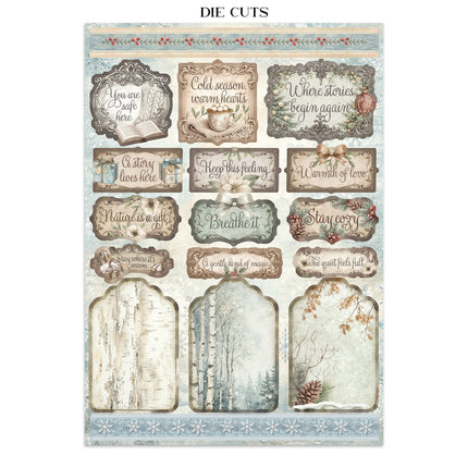 Junk journal artistique imprimé : autocollants, découpes, arrière-plans pour loisirs créatifs - White Christmas