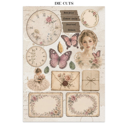 Junk journal artistique imprimé : autocollants, découpages, arrière-plans pour l’art et les loisirs créatifs - Flowers and Poems