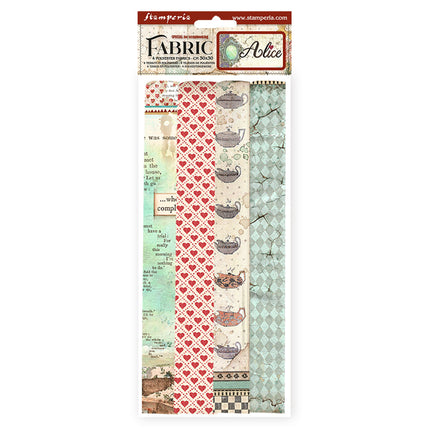 Lot de 4 feuilles de tissu cm 30x30 - Alice Forever