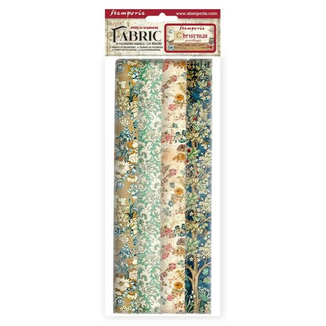 Lot de 4 feuilles de tissu cm 30x30 - Vœux de Noël