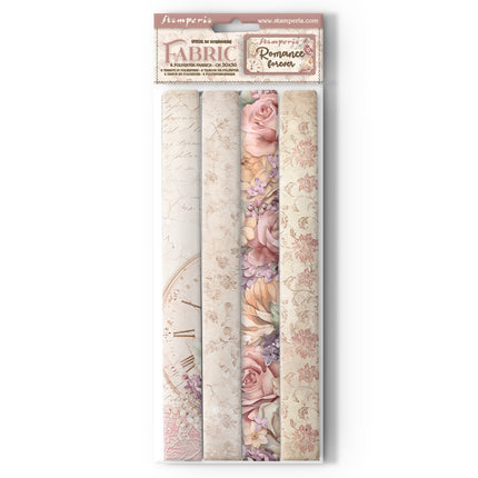 Lot de 4 feuilles de tissu cm 30x30 - Romance Forever