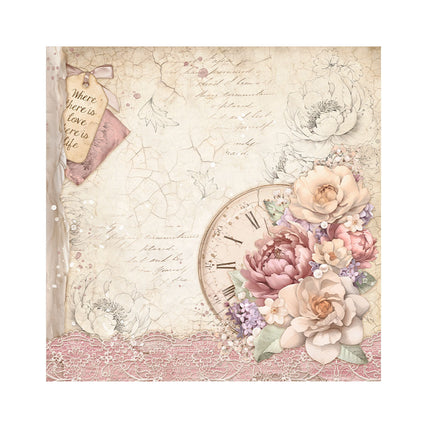 Lot de 4 feuilles de tissu cm 30x30 - Romance Forever