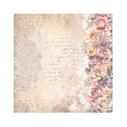 Lot de 4 feuilles de tissu cm 30x30 - Romance Forever