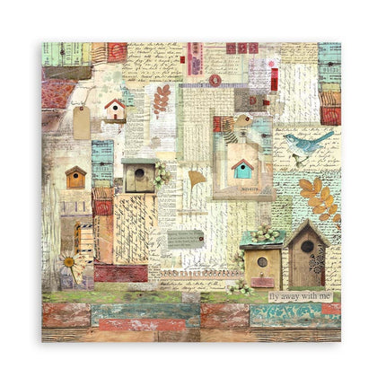 Lot de 4 feuilles de tissu cm 30x30 - Jardin
