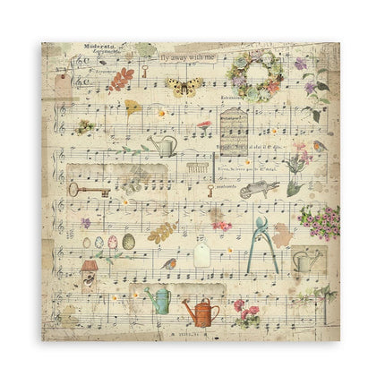 Lot de 4 feuilles de tissu cm 30x30 - Jardin