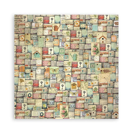 Lot de 4 feuilles de tissu cm 30x30 - Jardin