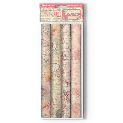 Lot de 4 feuilles de tissu, 30x30 cm - Rose shabby