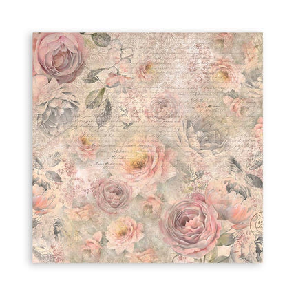 Lot de 4 feuilles de tissu, 30x30 cm - Rose shabby