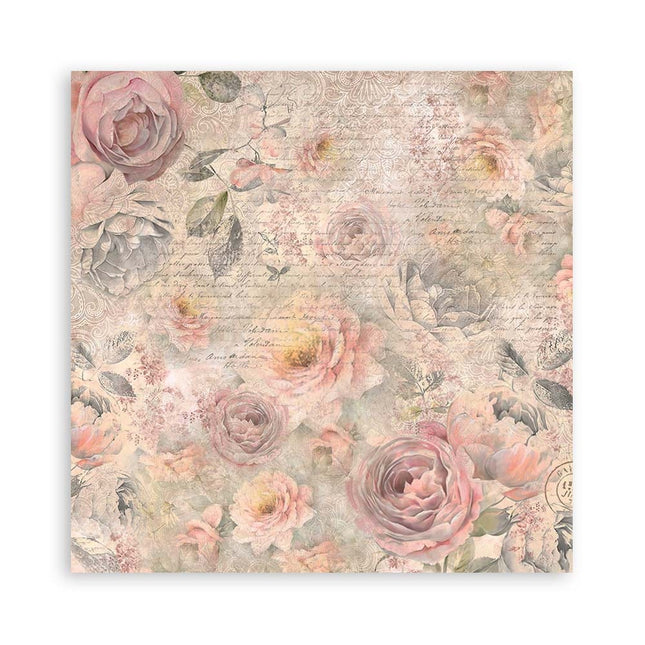 Lot de 4 feuilles de tissu, 30x30 cm - Rose shabby