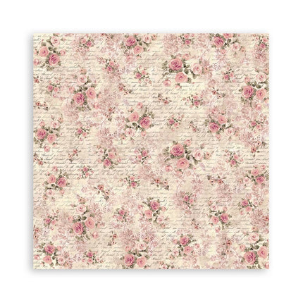Lot de 4 feuilles de tissu, 30x30 cm - Rose shabby