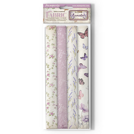 Lot de 4 feuilles de tissu cm 30x30 - Lavande