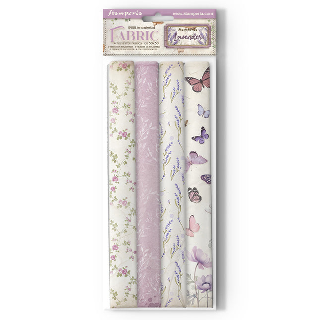 Lot de 4 feuilles de tissu cm 30x30 - Lavande
