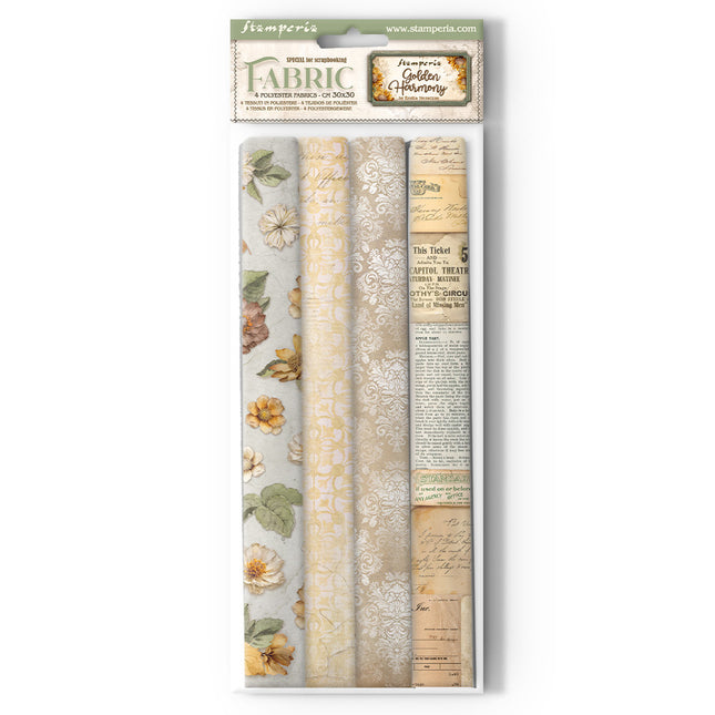 Lot de 4 feuilles de tissu cm 30x30 - Golden Harmony