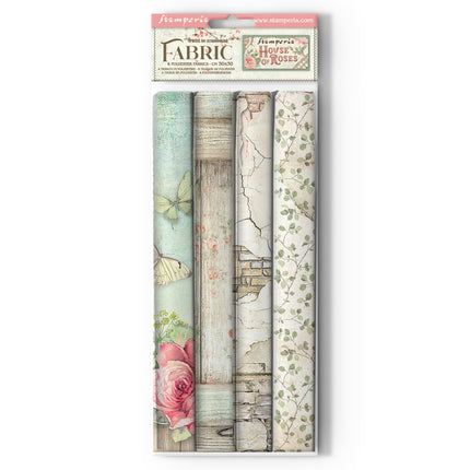 Pack 4 sheets fabric cm 30x30 - House of Roses