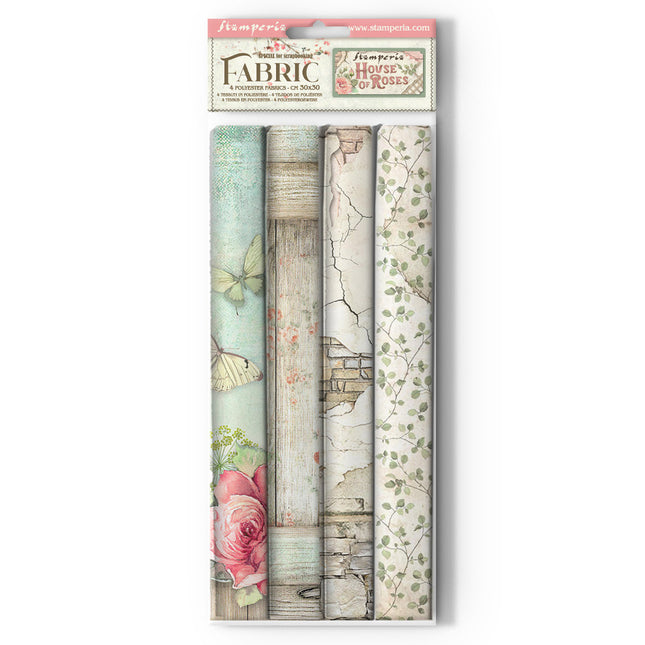 Lot de 4 feuilles de tissu 30x30 cm - House of Roses