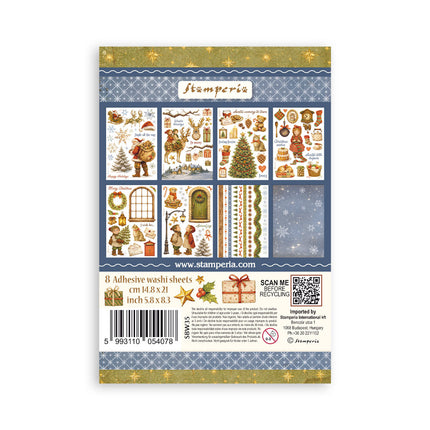 Bloc de washi imprimé pour loisirs créatifs, A5, 8 feuilles - Silent Night