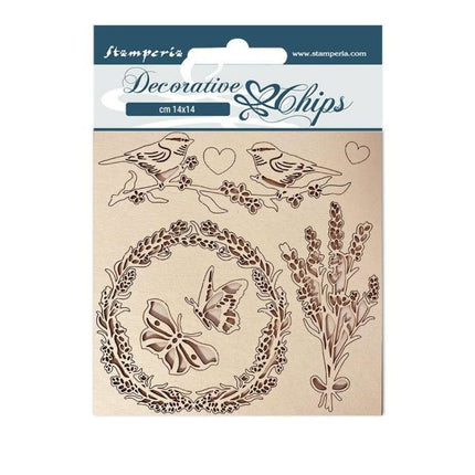 Éléments décoratifs cm 14x14 - Provence guirlande et oiseaux