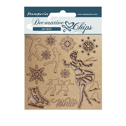 Éléments décoratifs cm 14x14 - Doux patineur sur glace d’hiver
