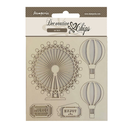 Éléments décoratifs cm 14x14 - Ballons autour du monde